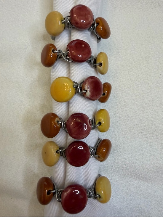 Other - Vintage Earth Tone Wire-Wrapped Ceramic Napkin Rings - Set of 6